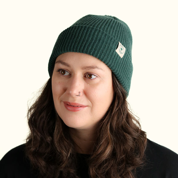 Stringed Toque Recycled Cotton Ribbed Toque — Spruce – Flannel Foxes