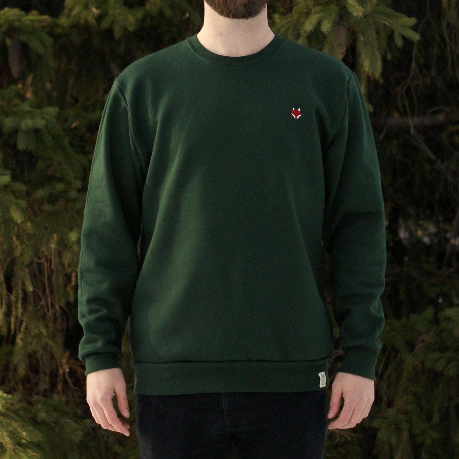 Embroidered Fox Sweatshirt - Forest