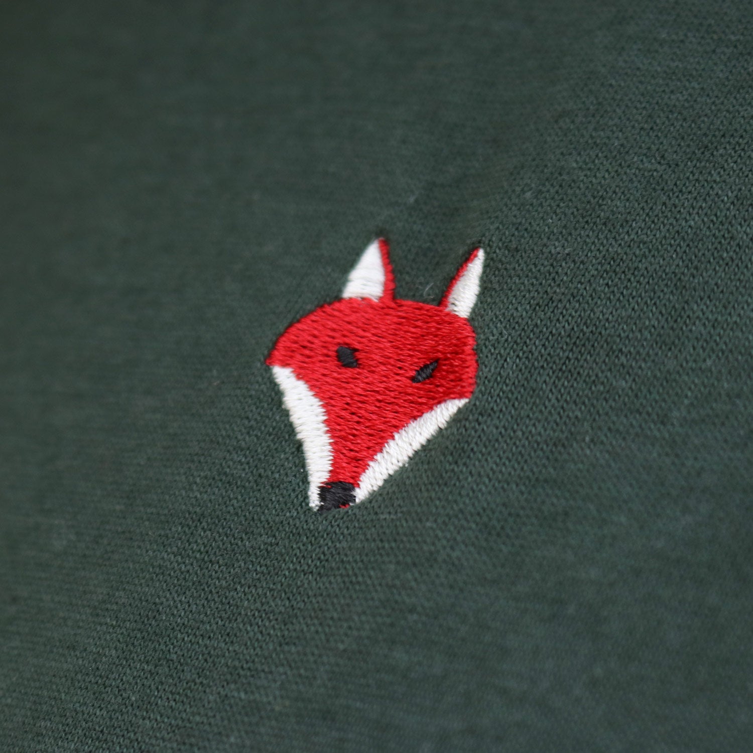 Embroidered Fox Tee - Forest