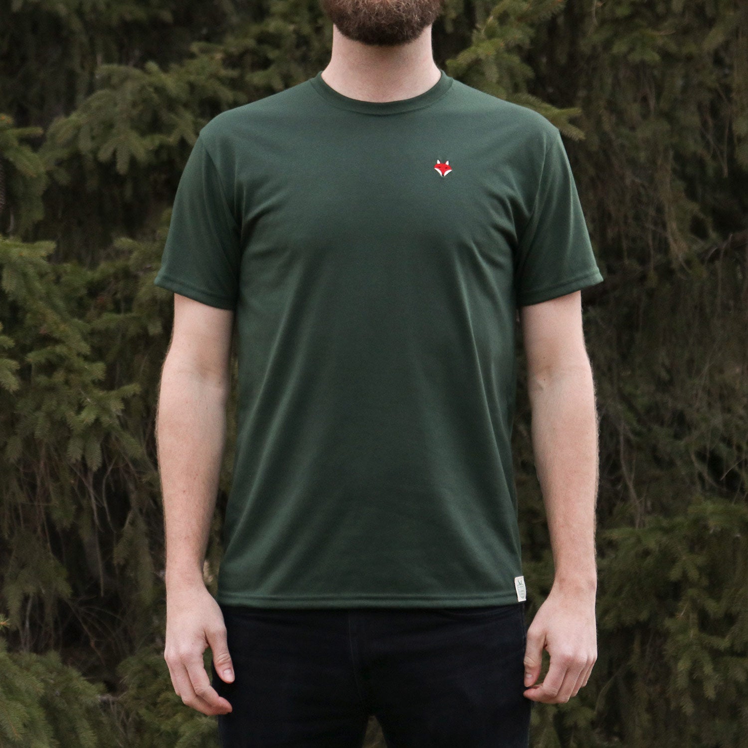 Embroidered Fox Tee - Forest